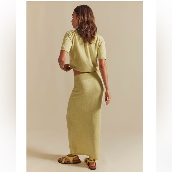 FREE PEOPLE Isabella Sweater Skirt Set, Lemongrass, NWT, sizes M & L - Picture 2 of 5